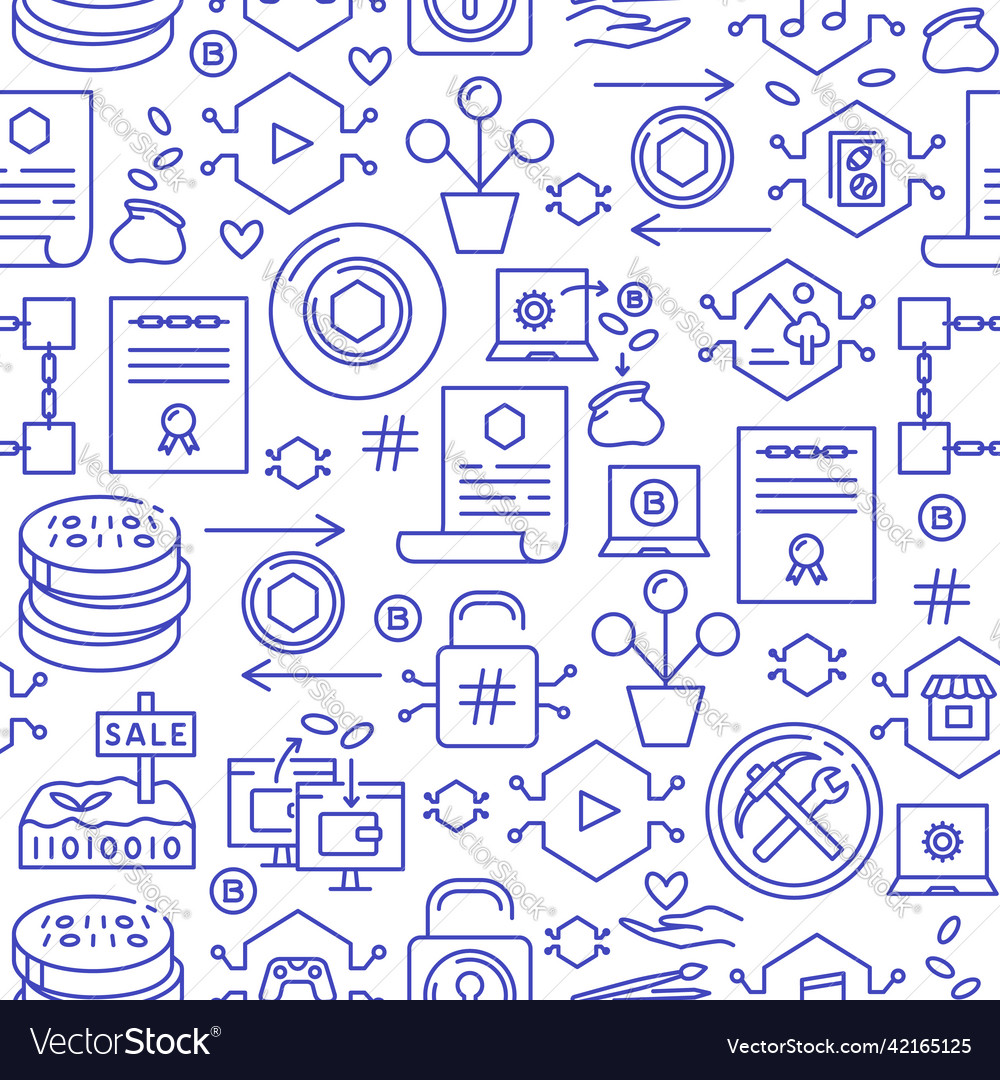 Nft token seamless pattern in line style vector image Nft token seamless pattern in line style