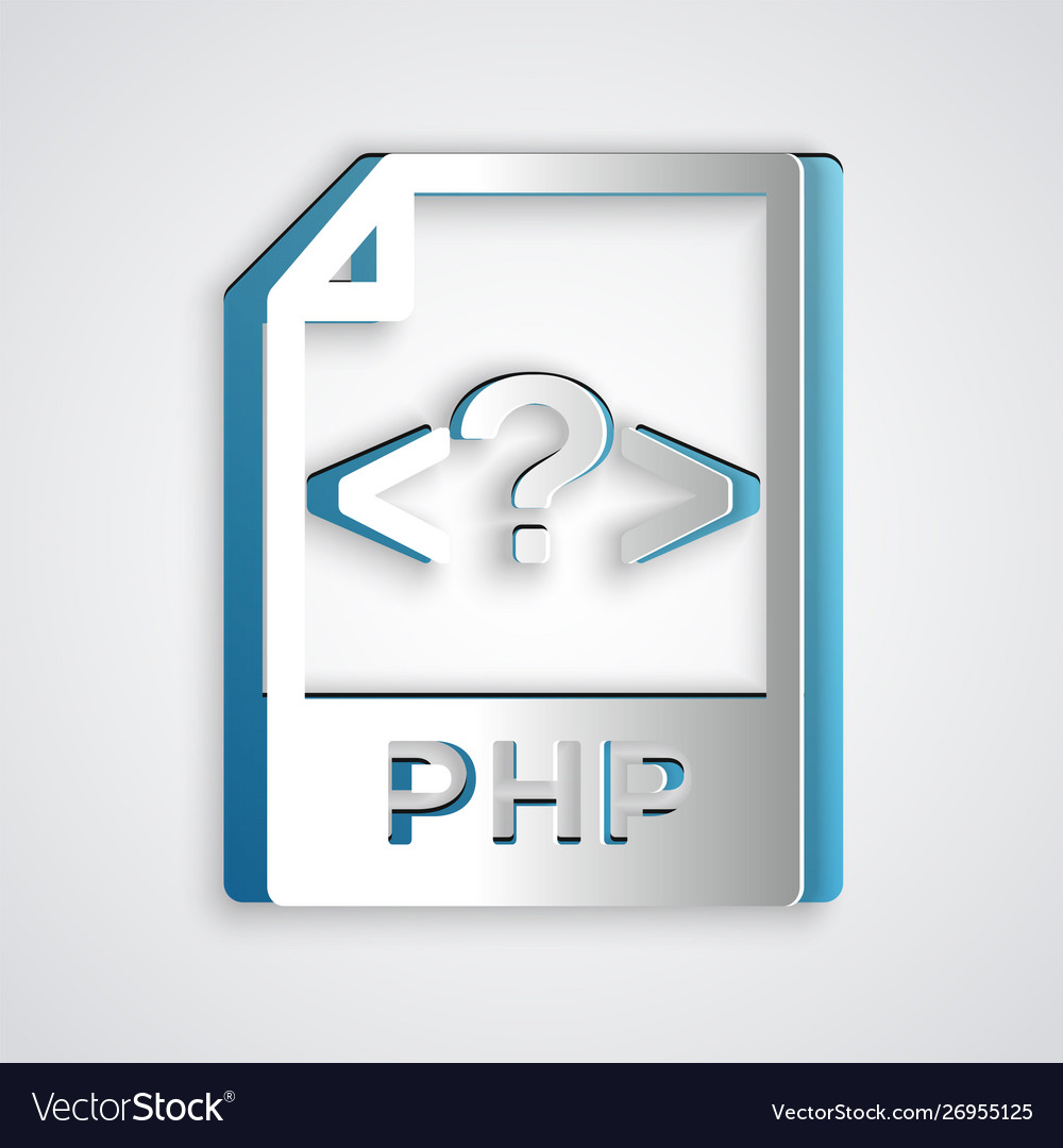 Paper cut php file document download button vector image Paper cut php file document download button