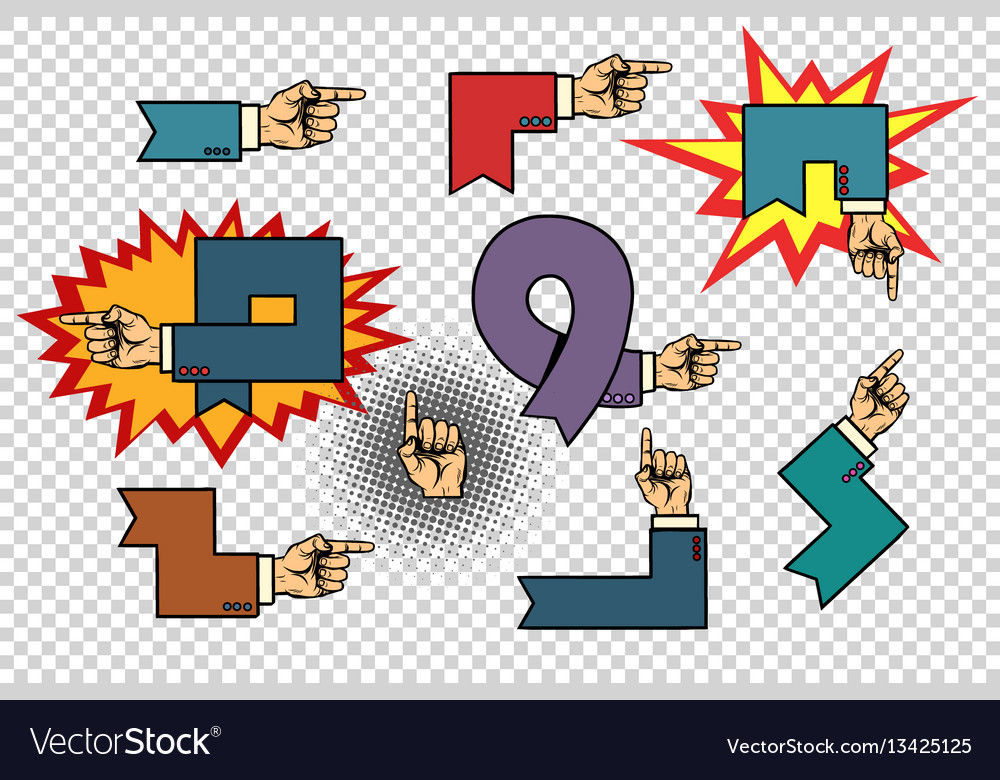 Set of business hand signs arrows isolated Vector Image