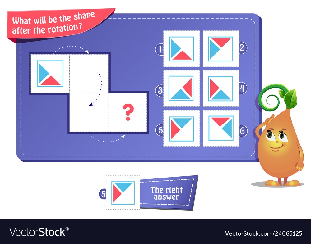 Shape after the rotation puzzles vector image Shape after the rotation puzzles