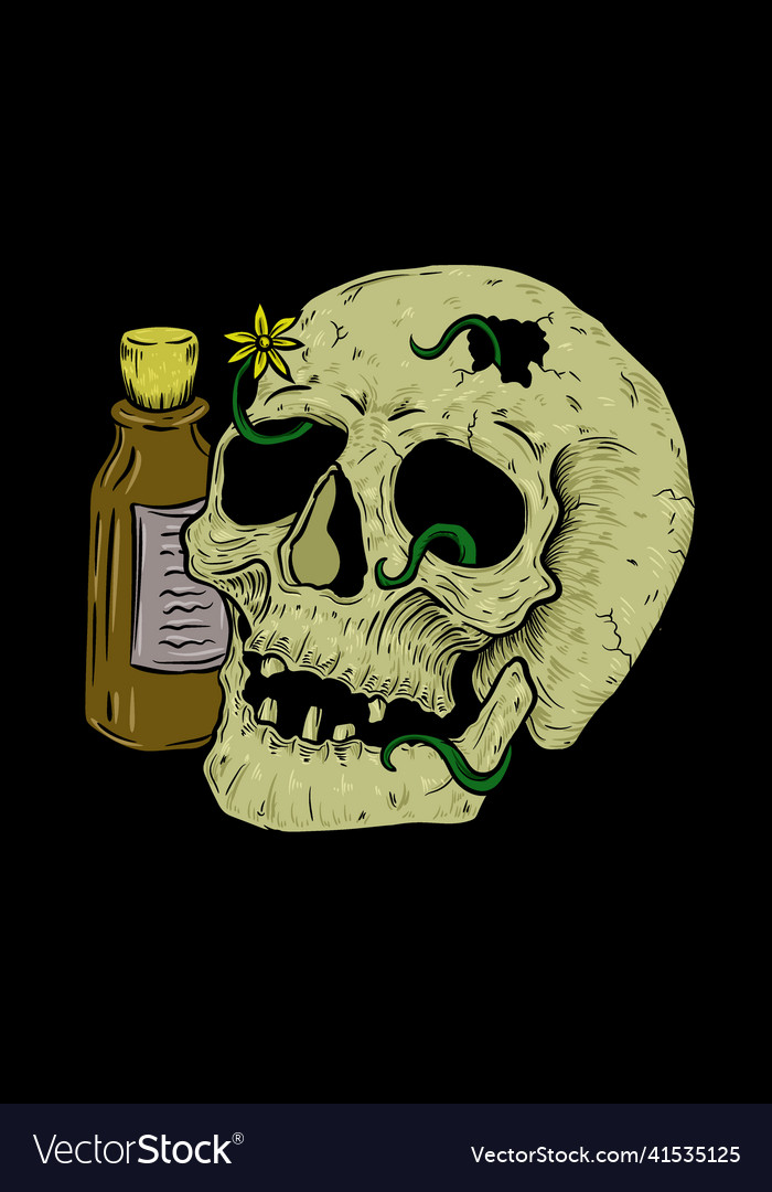 Skull with poison bottle