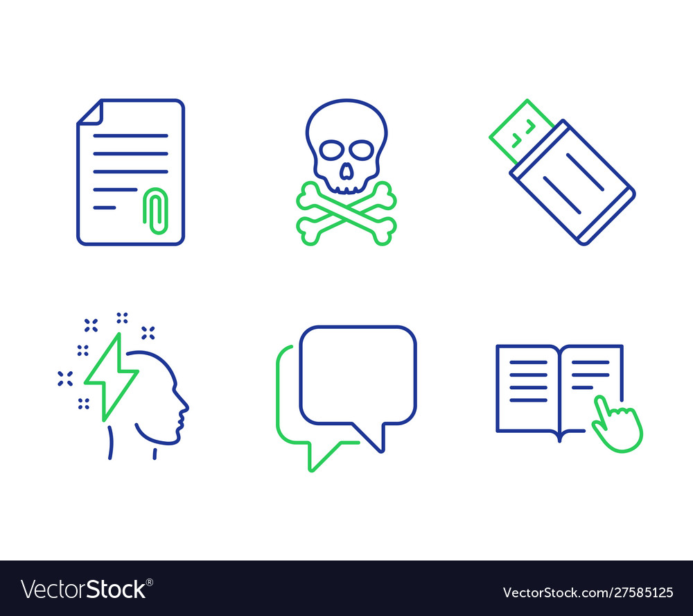 Talk bubble usb flash and attachment icons set