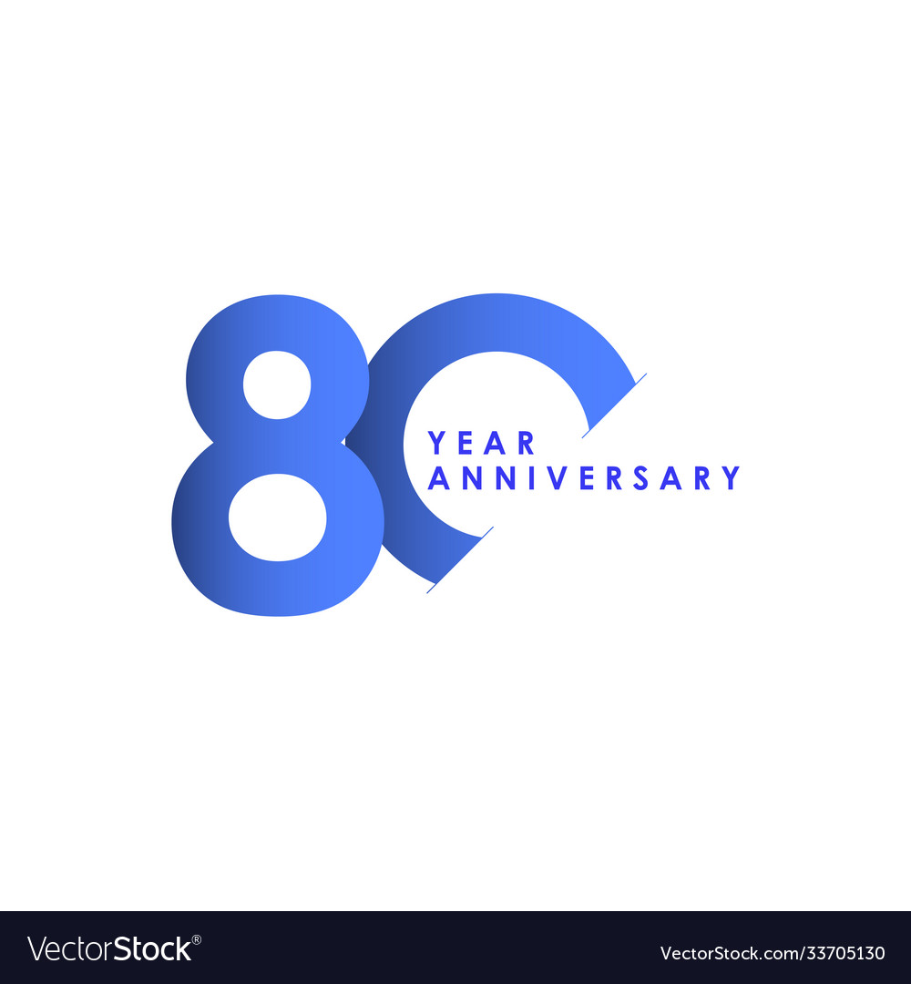 80 years anniversary celebration blue gradient