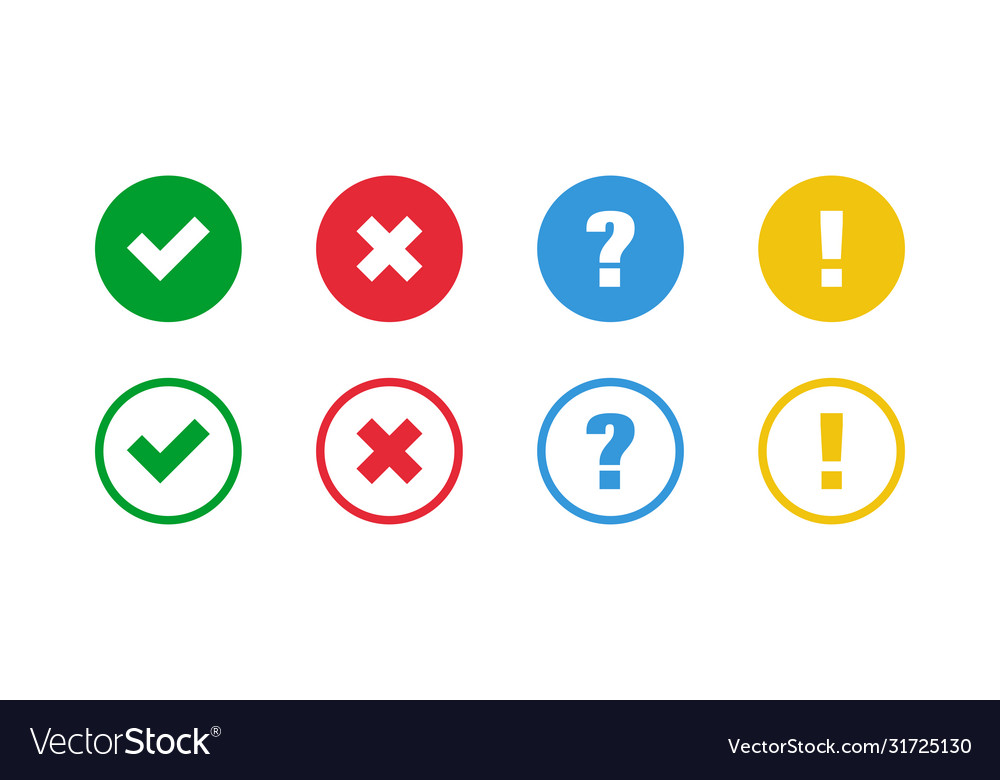 Check and cross question mark exclamation