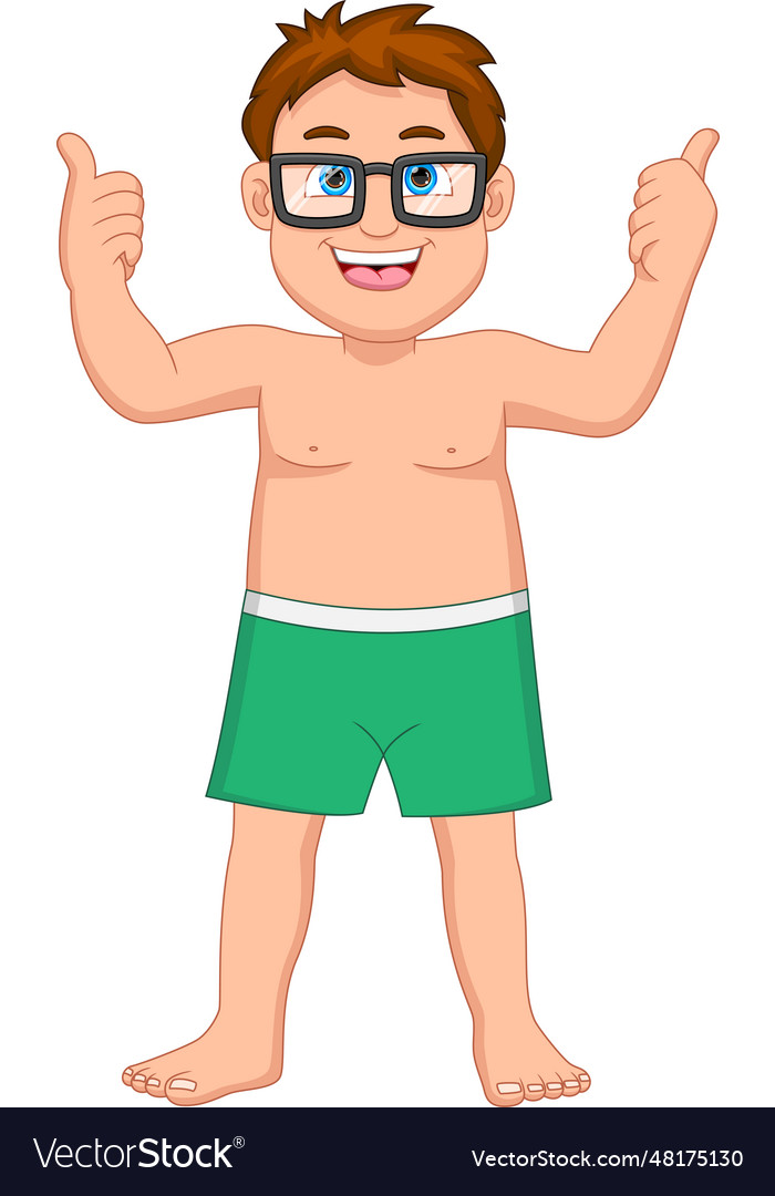 Cute boy thumbs up cartoon