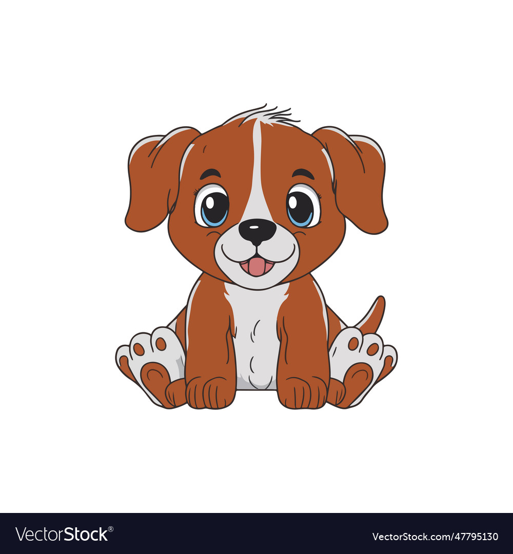 Cute dog cartoon running Royalty Free Vector Image