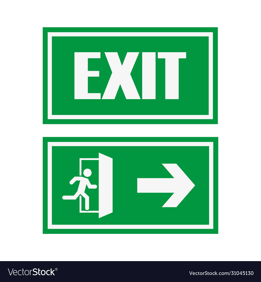 Fire exit green symbol a flat style Royalty Free Vector