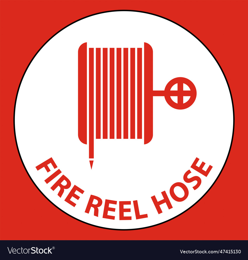 Fire reel hose floor sign on white background Vector Image