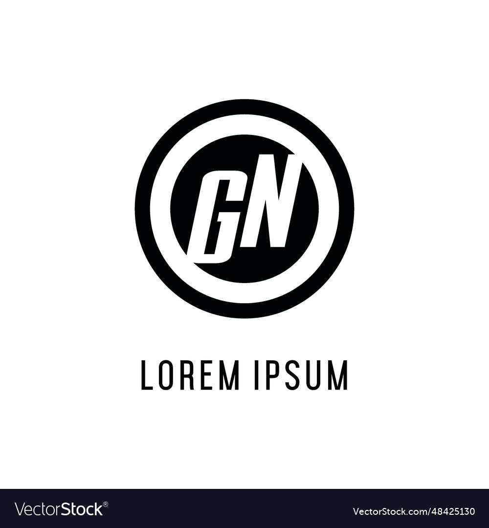 Initial gn logo concentric circle line clean