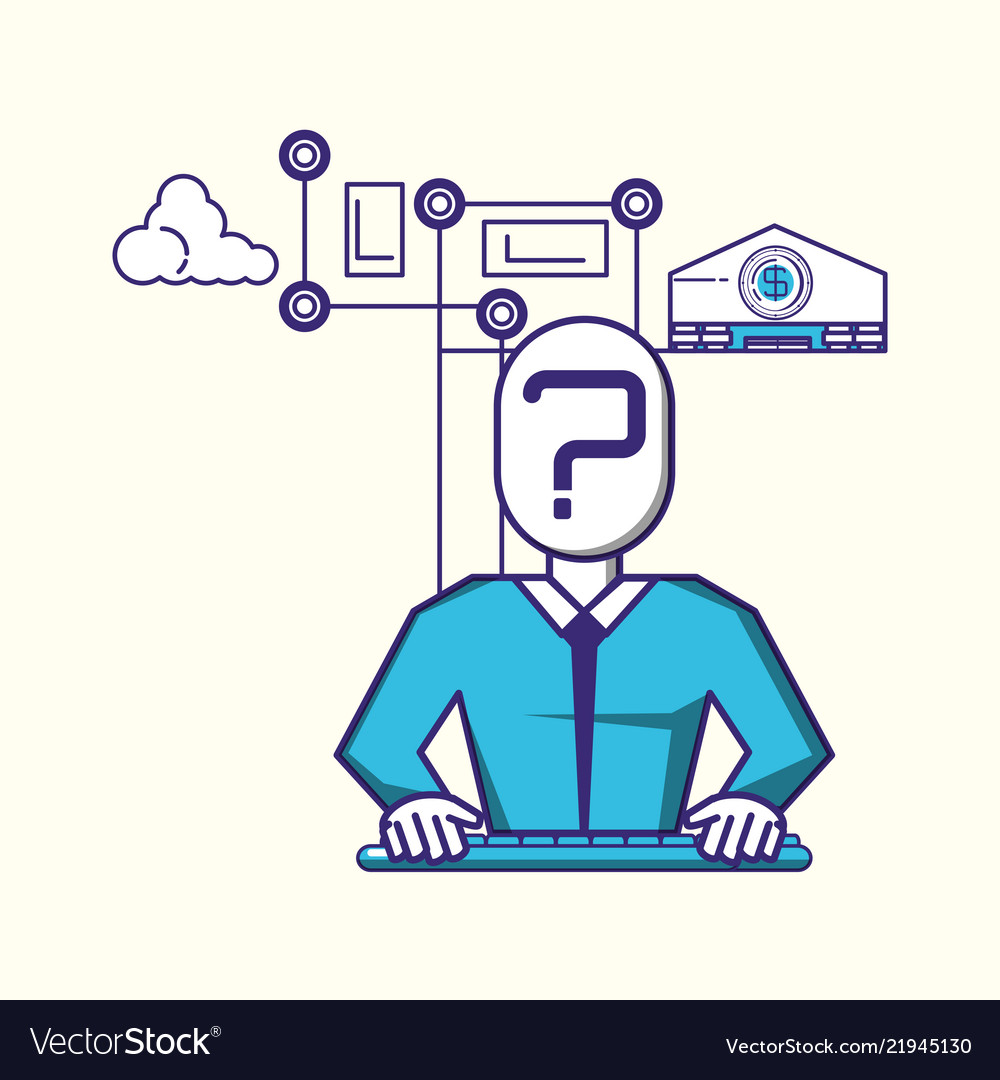 Man using keyboard fintech concept