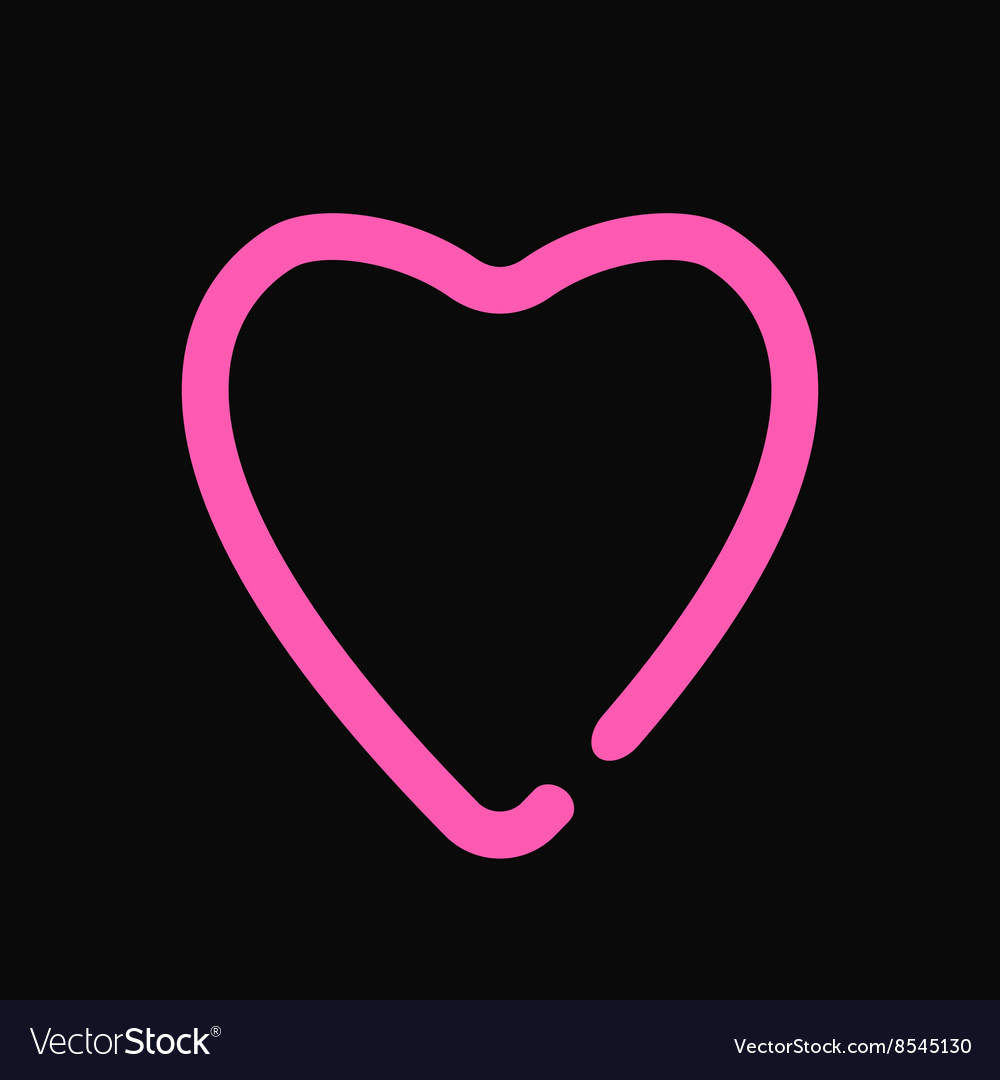 Neon heart love symbol light design on the black