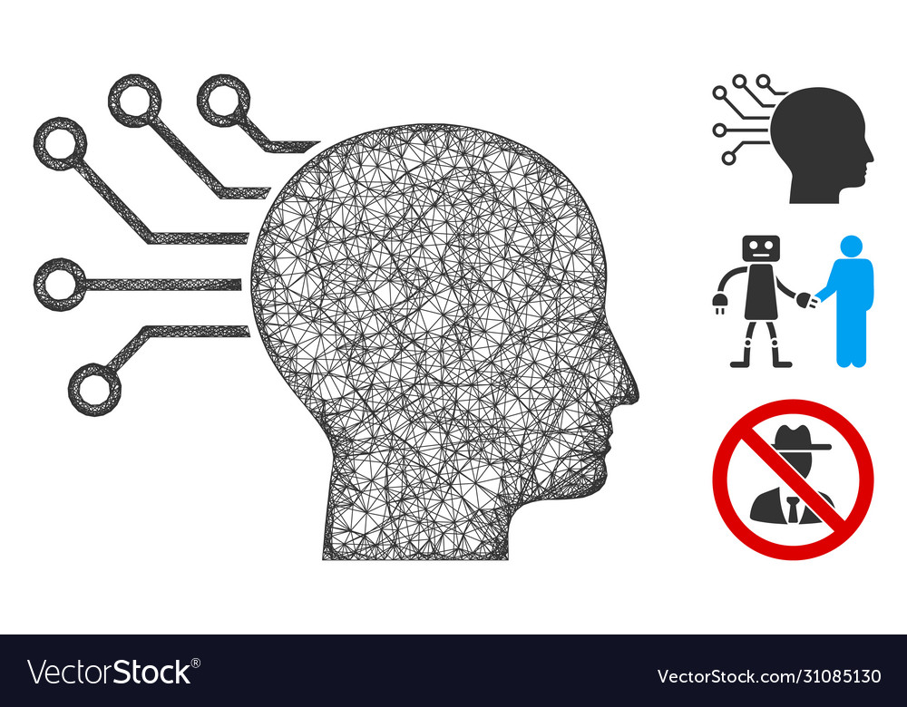 Neural interface polygonal web mesh vector image Neural interface polygonal web mesh