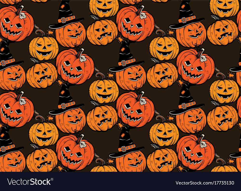 Seamless pattern with halloween pumpkins Vector Image