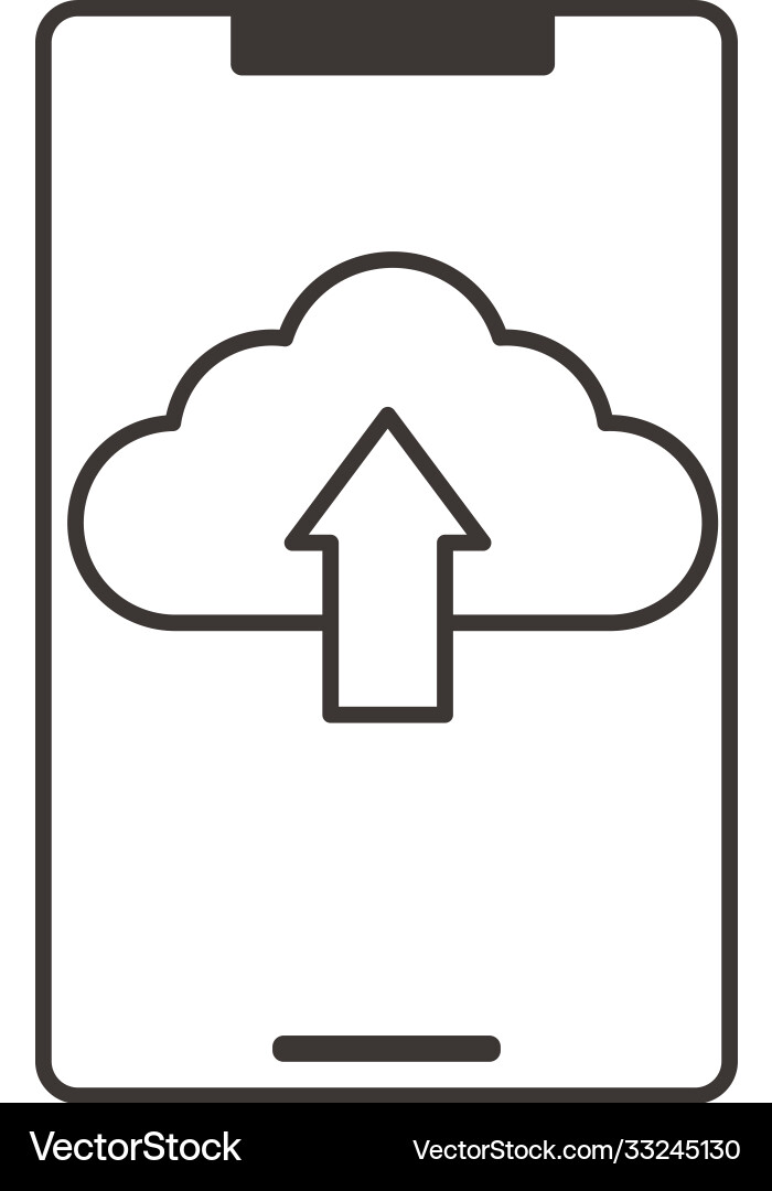 Smartphone device with cloud computing line style Vector Image