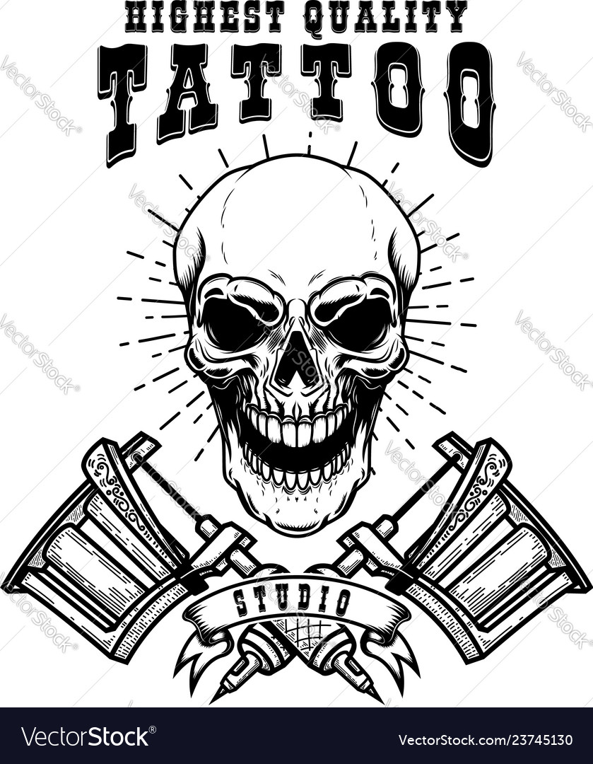 Tattoo studio emblem template crossed tattoo Vector Image