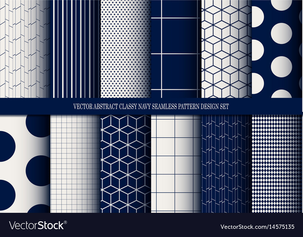 Abstract classy navy seamless pattern set