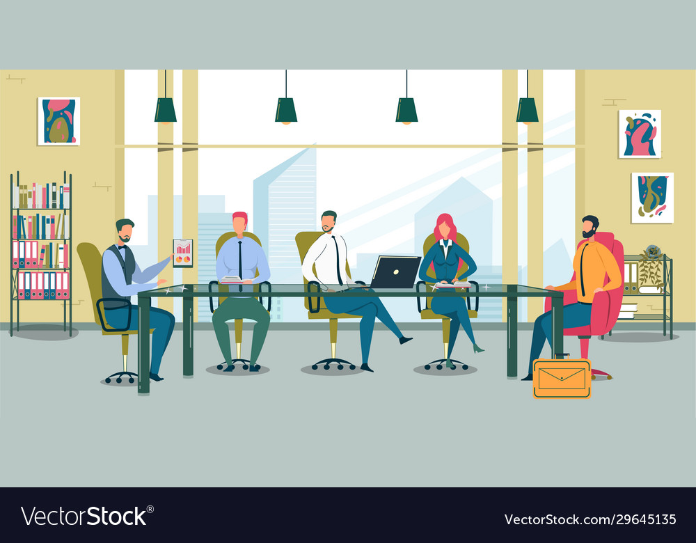 Conference room meeting flat Royalty Free Vector Image