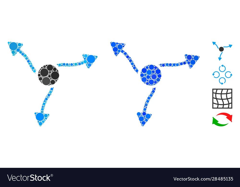 Curve arrows composition icon circle dots vector image Curve arrows composition icon circle dots
