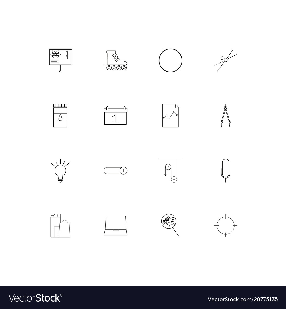 Education and science linear thin icons set