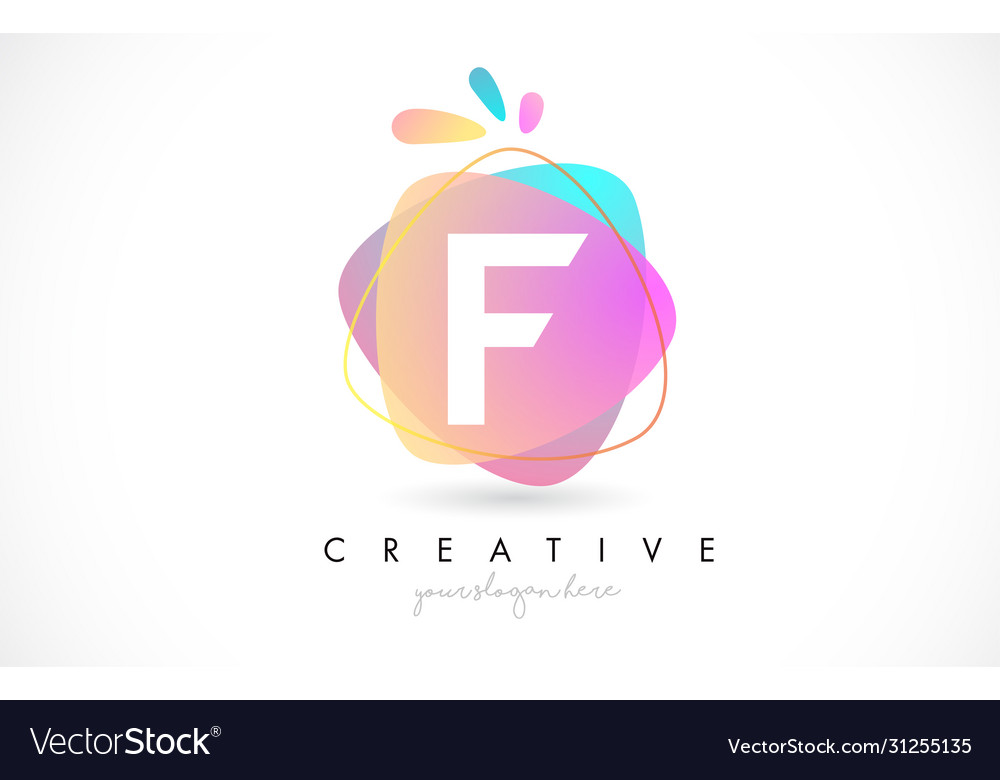F letter logo design with vibrant colorful splash
