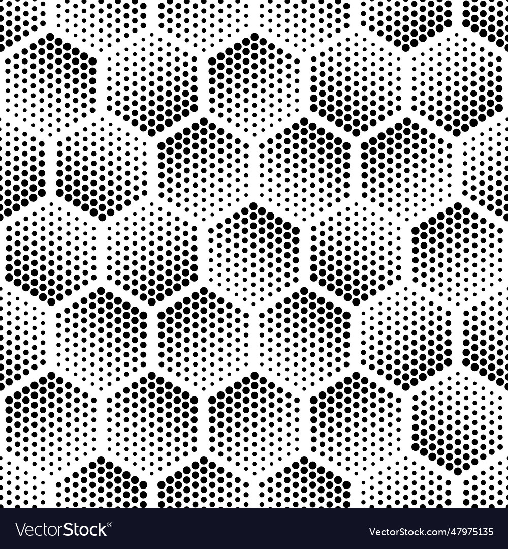 Halftone hexagon shapes seamless pattern abstract