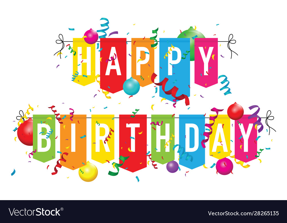 Happy birthday bunting with balloons Royalty Free Vector