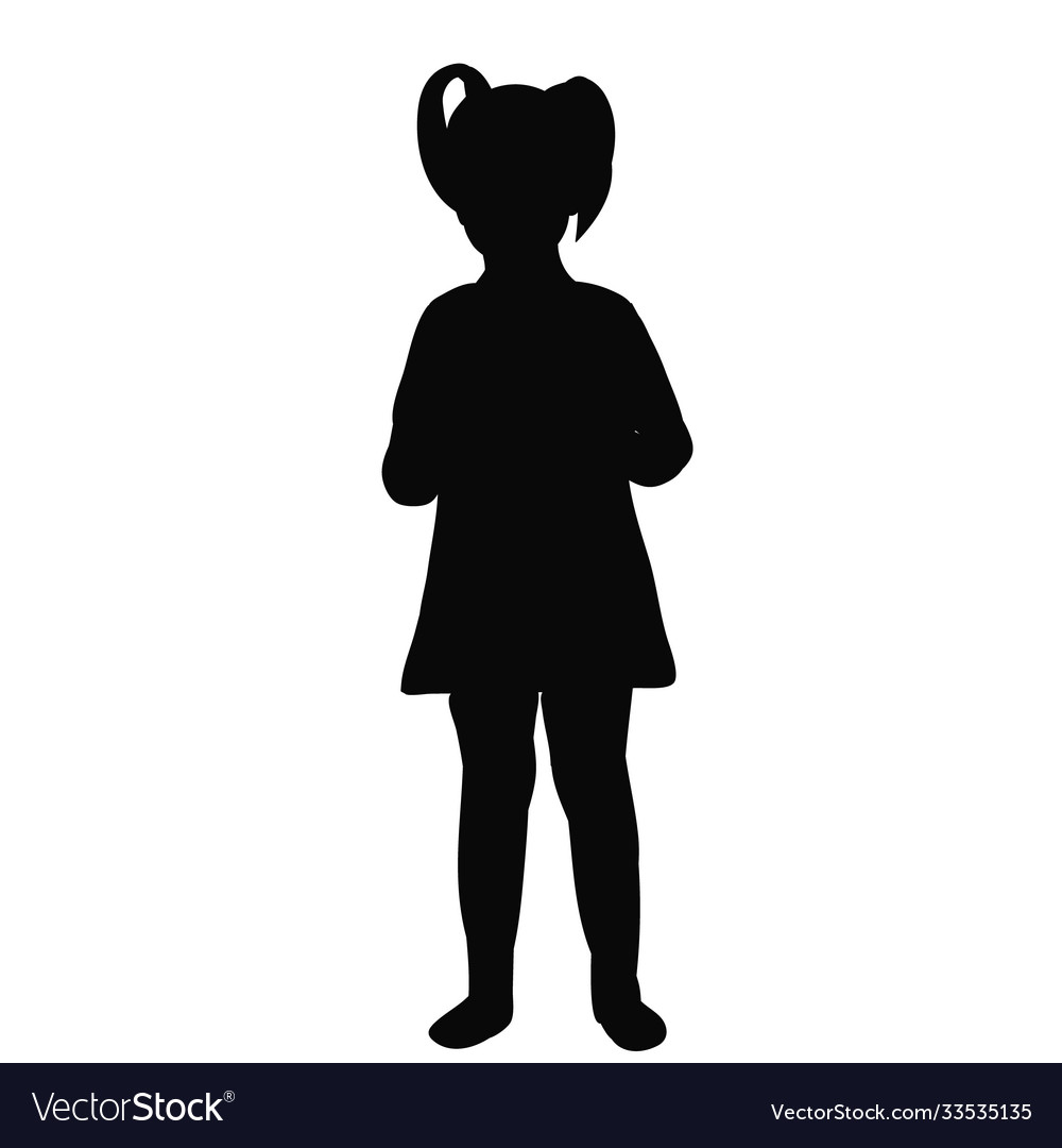 Isolation black silhouette child girl Royalty Free Vector