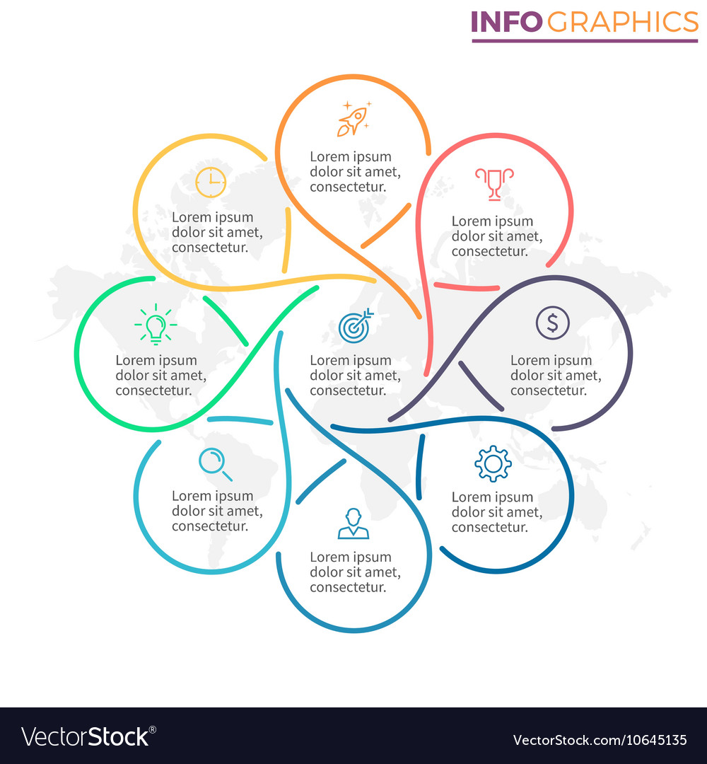 Linear infographics chart with 8 steps options Vector Image