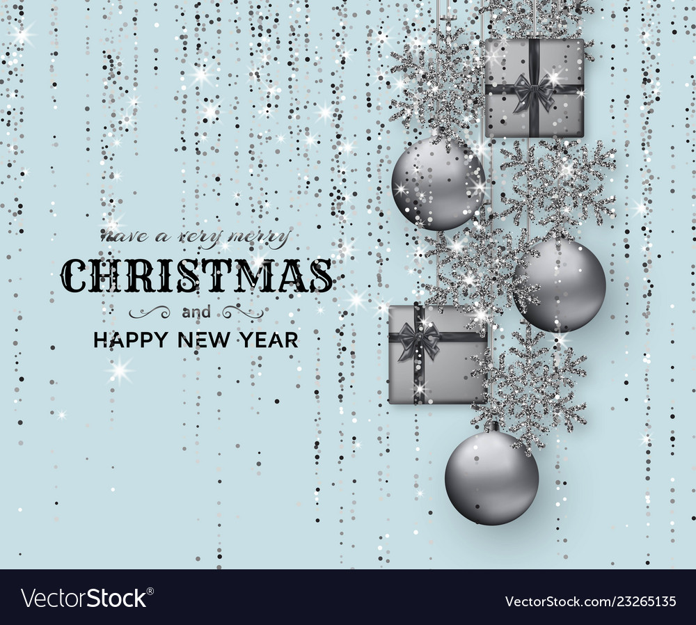 Merry christmas background with shiny snowflakes Vector Image