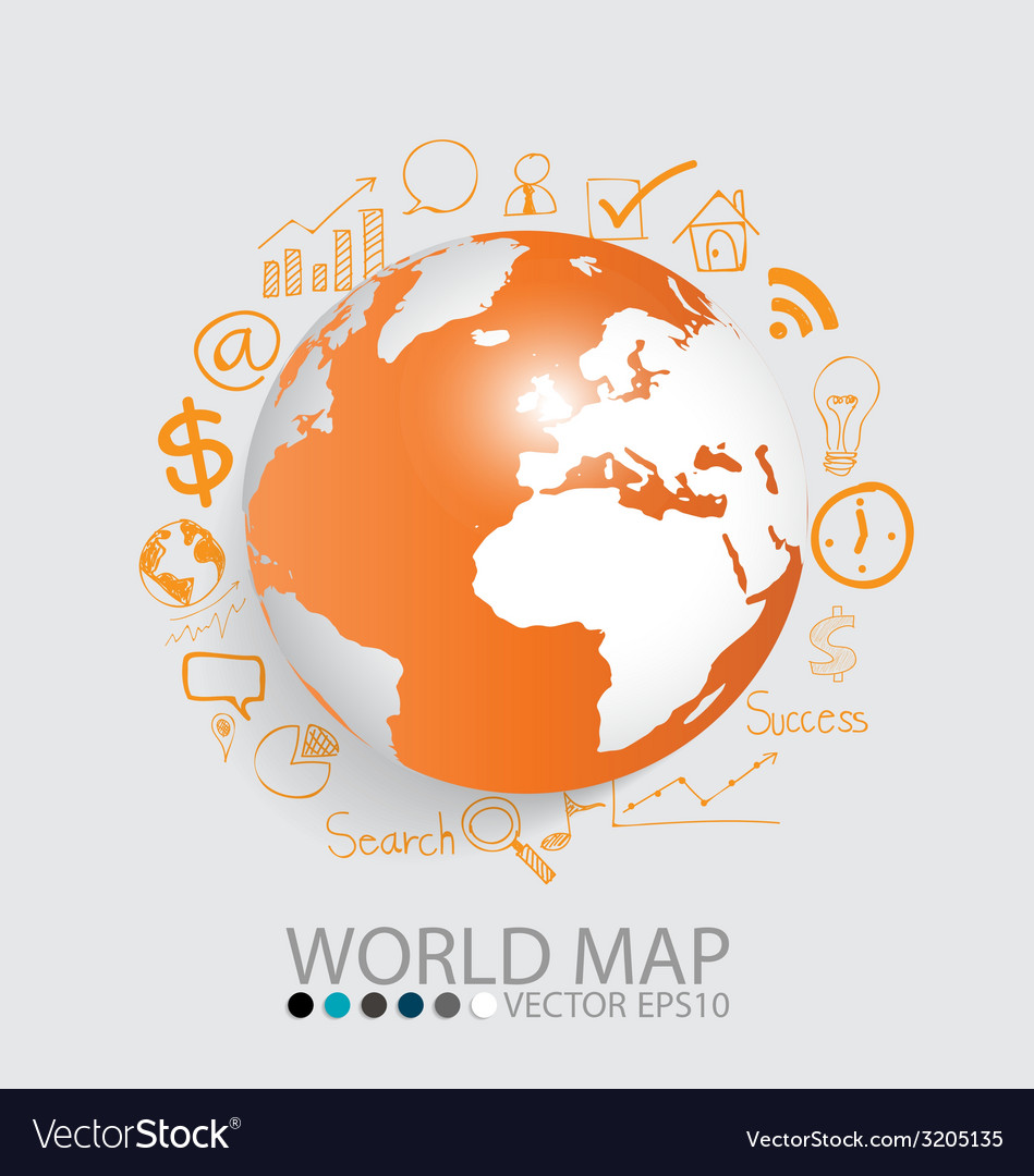 Modern globe with application icon template
