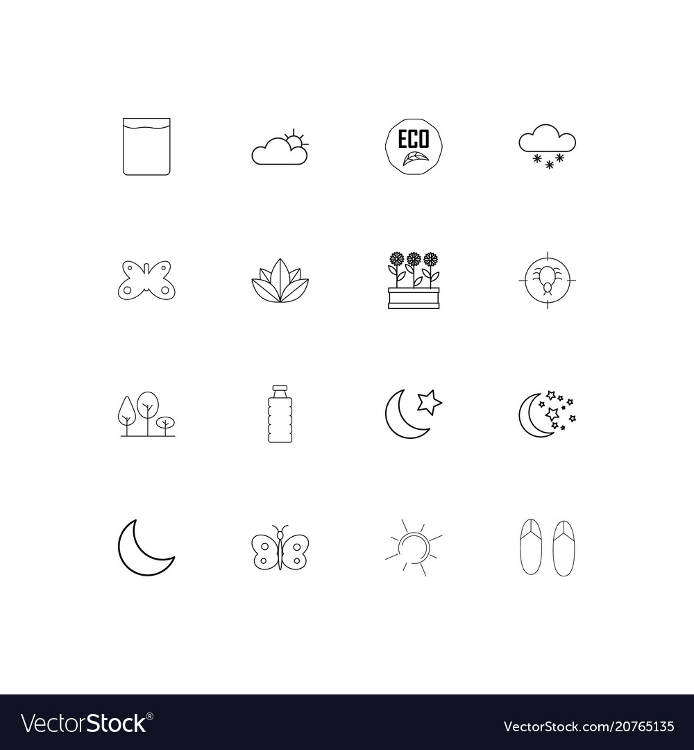 Nature linear thin icons set outlined simple