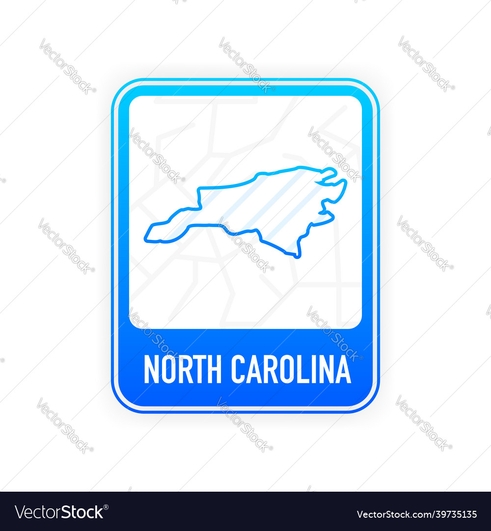 North carolina - us state contour line in white