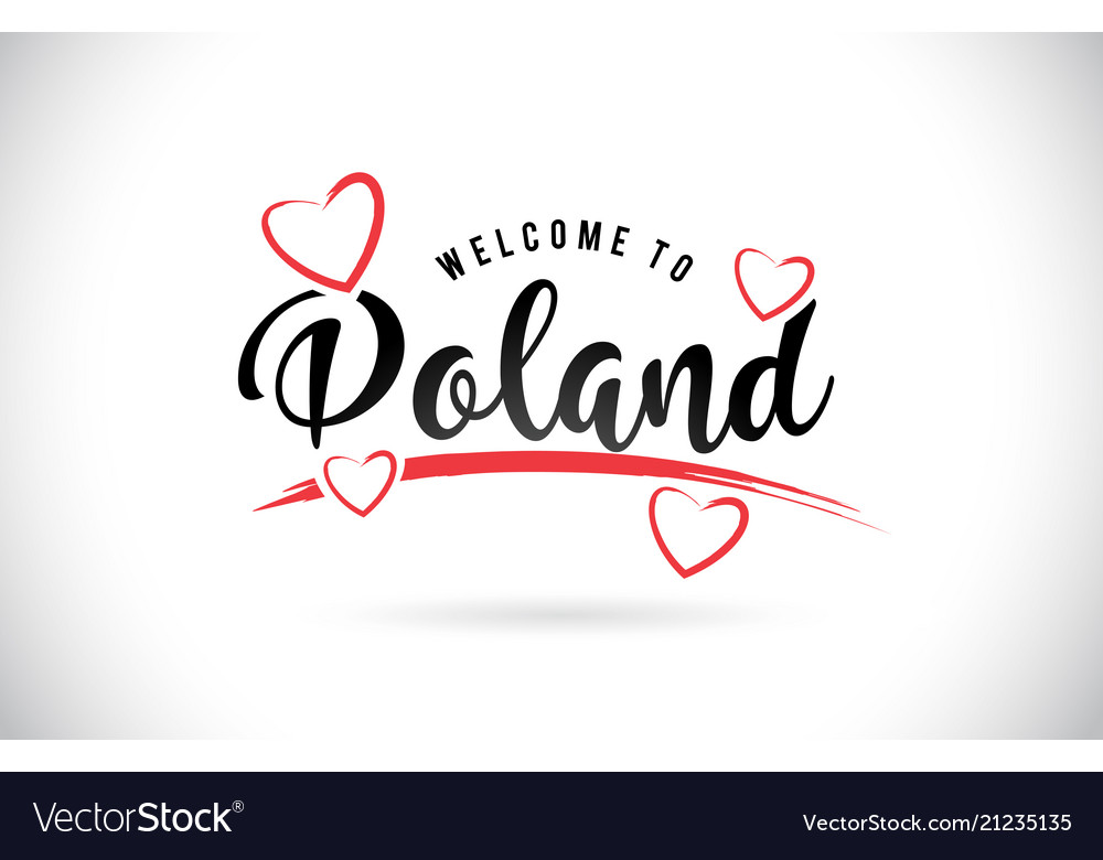 Poland welcome to word text with handwritten font