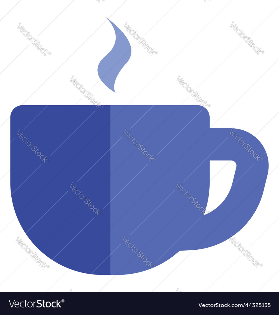 Purple cup of hot tea on a white background