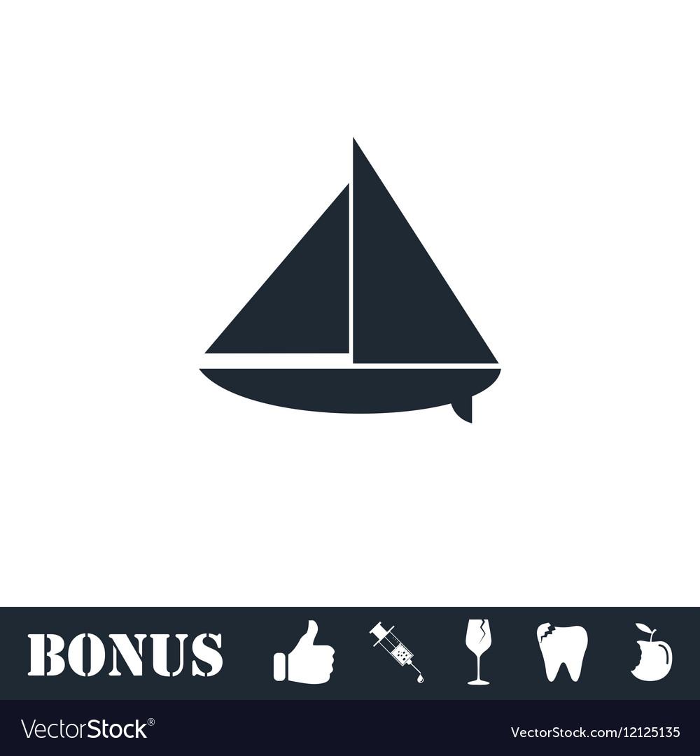 Sailing boat icon flat