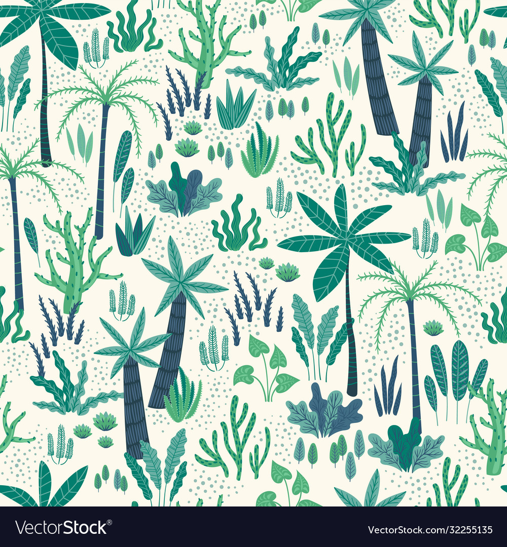 Seamless pattern with abstract tropical plants