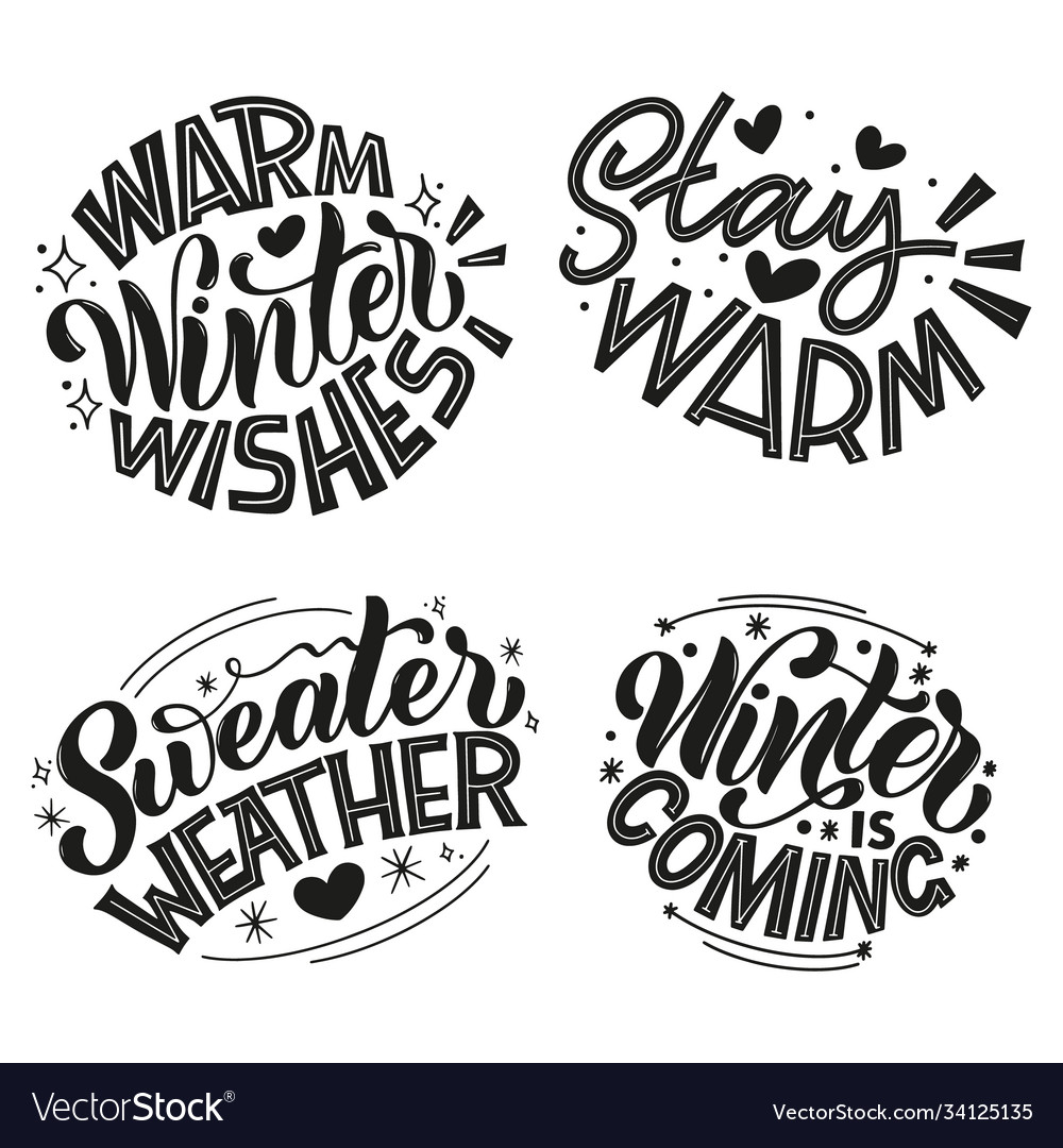 Winter and new year card lettering design elements