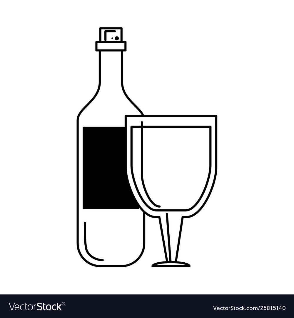 Beverage liqueur and drink cartoon in black Vector Image