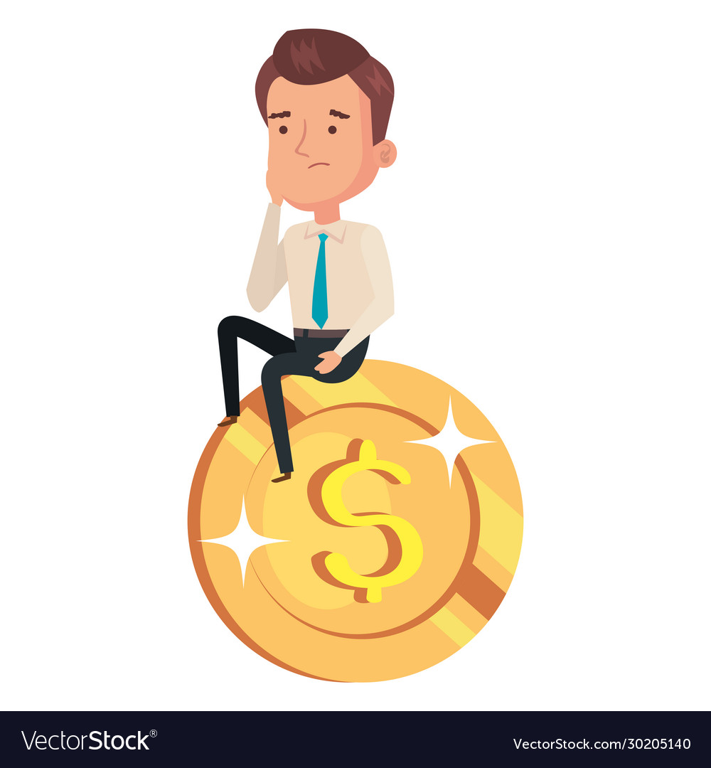 Coin money with businessman isolated icon