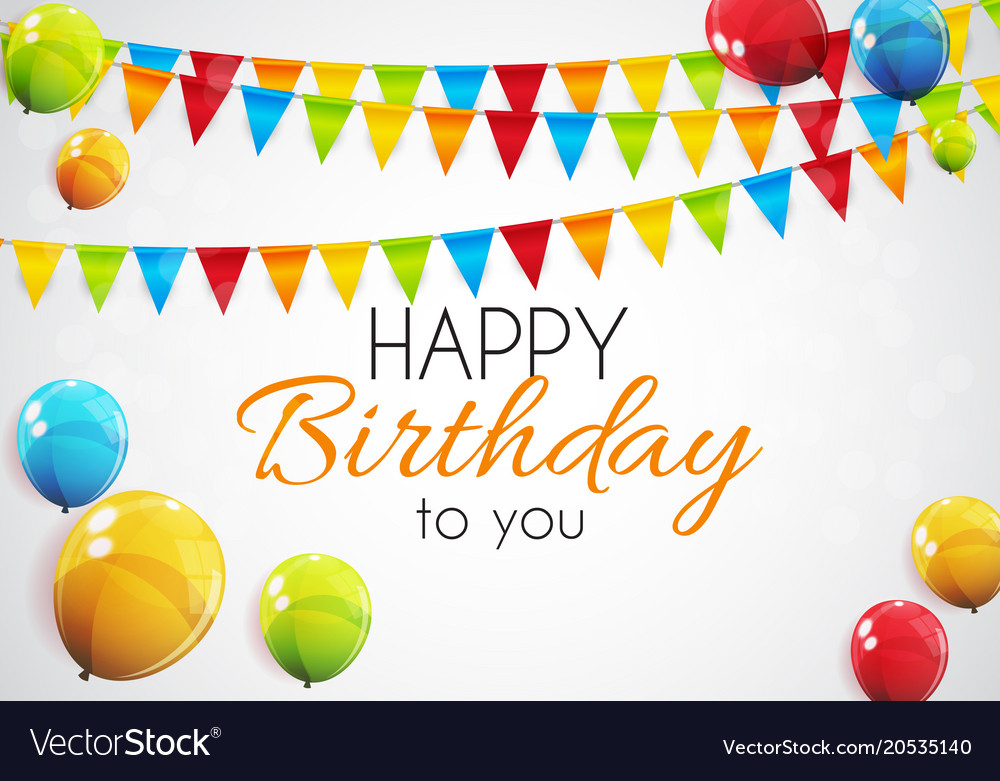 Color glossy happy birthday balloons banner Vector Image