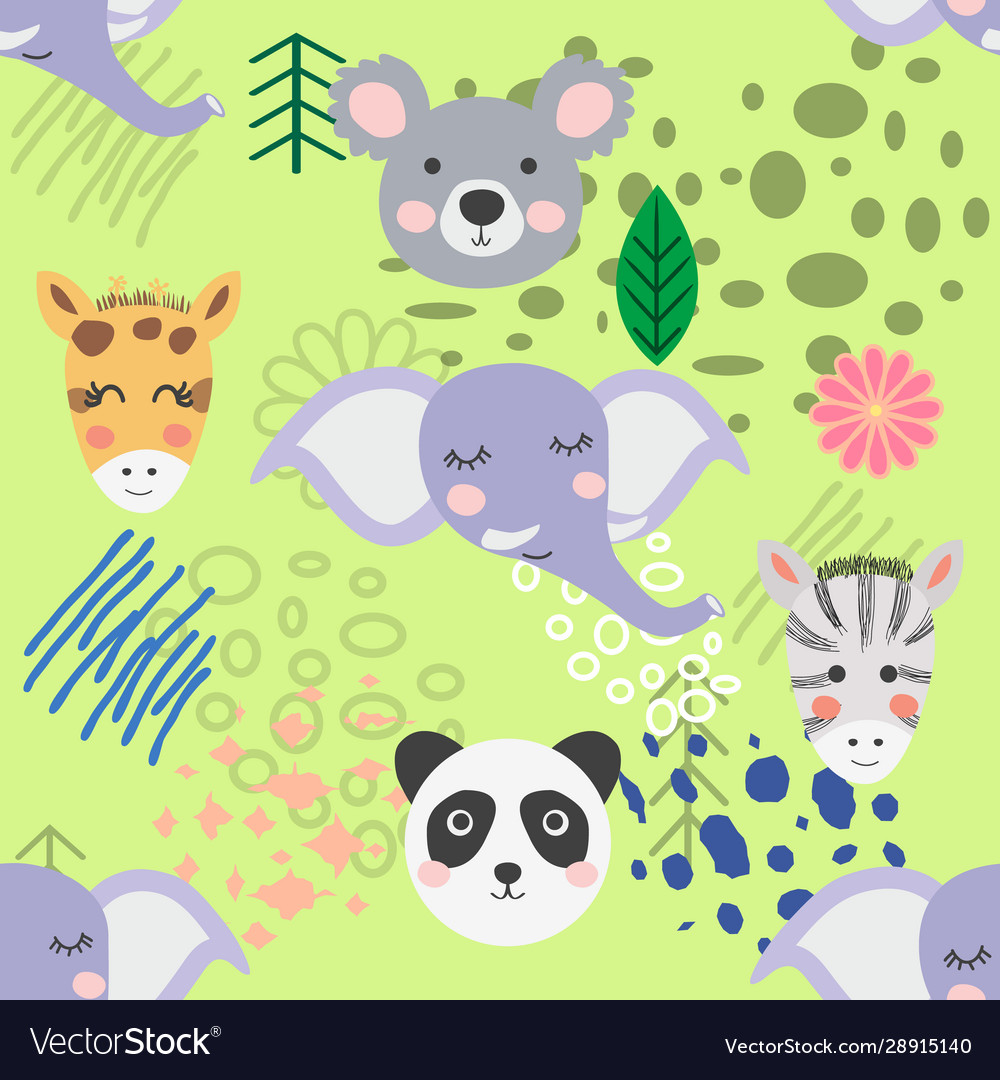 Forest animal seamless pattern hand drawn Vector Image