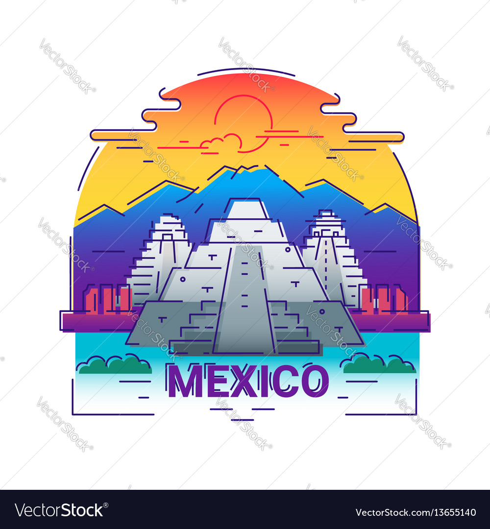 Mexico - modern line travel Royalty Free Vector Image