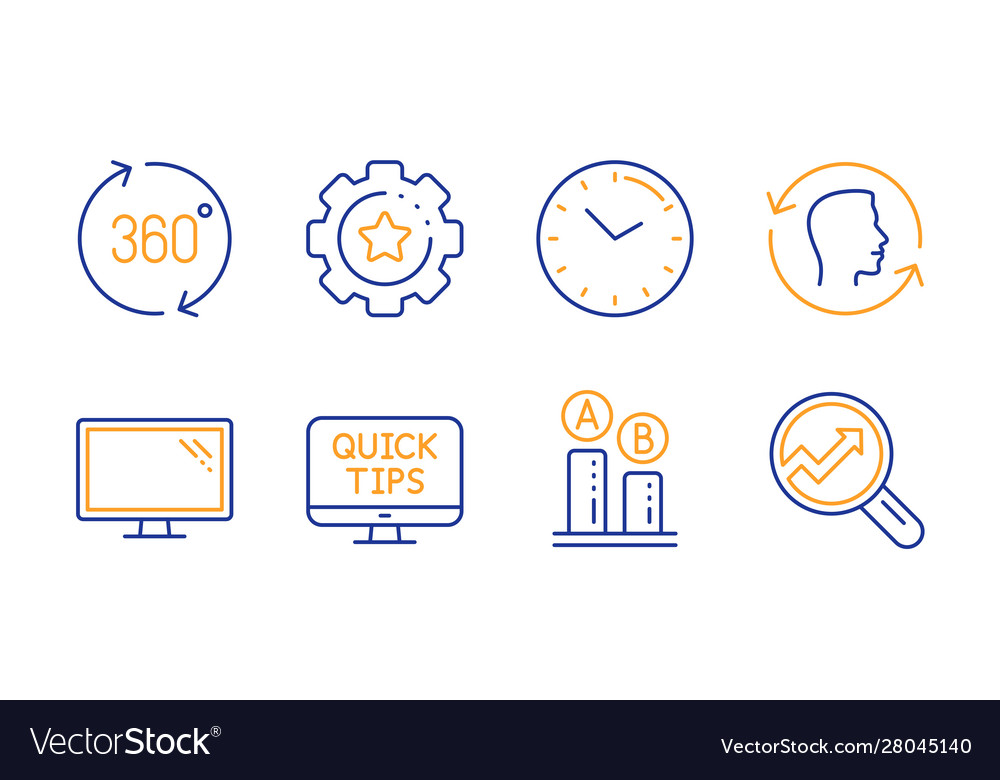 Überwachen Sie Zeit und Web-Tutorials-Symbole set 360 vector image Überwachen Sie Zeit und Web-Tutorials-Symbole set 360