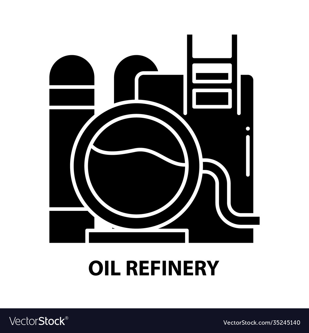 Oil refinery icon black sign with editable Vector Image