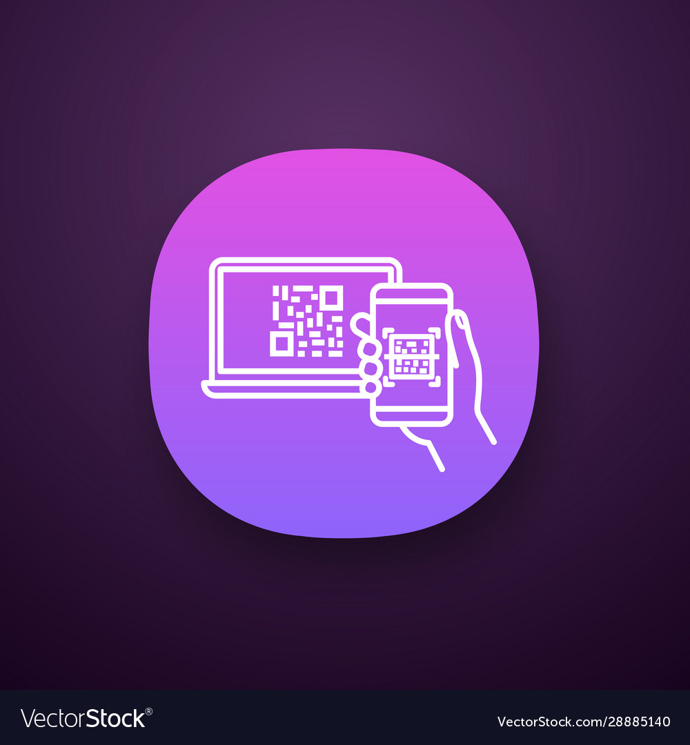 Qr code scanning smartphone app icon vector image Qr code scanning smartphone app icon