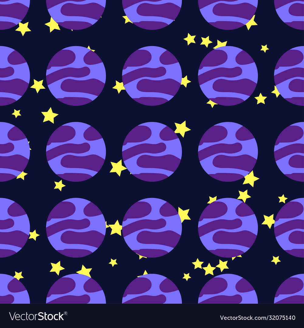 Seamless space pattern planets rockets and stars Vector Image