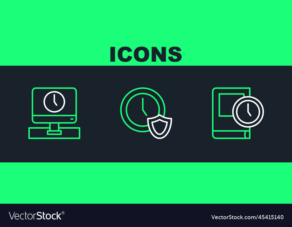 Set line time for book monitor and clock vector image Set line time for book monitor and clock