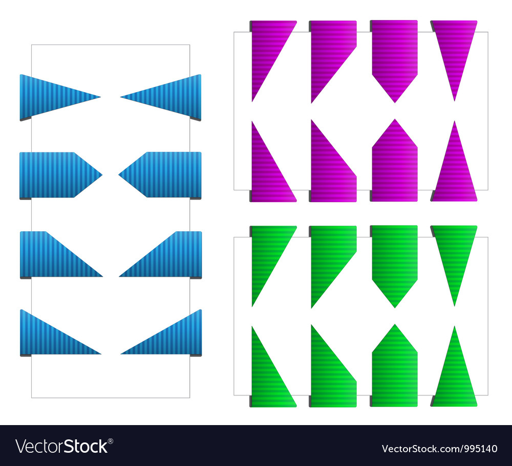 Set of triangle bookmarks with texture