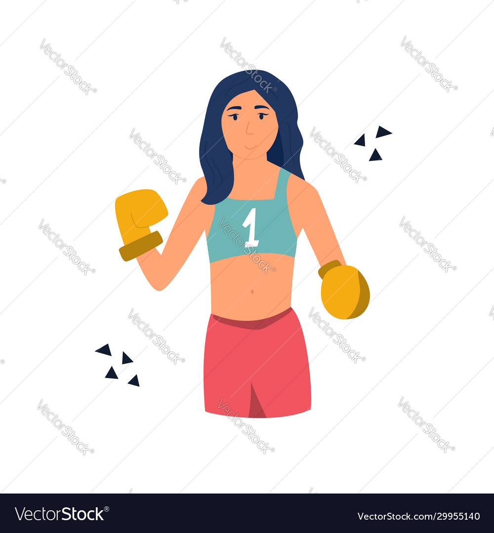 Young cute boxer girl performing at competitions Vector Image