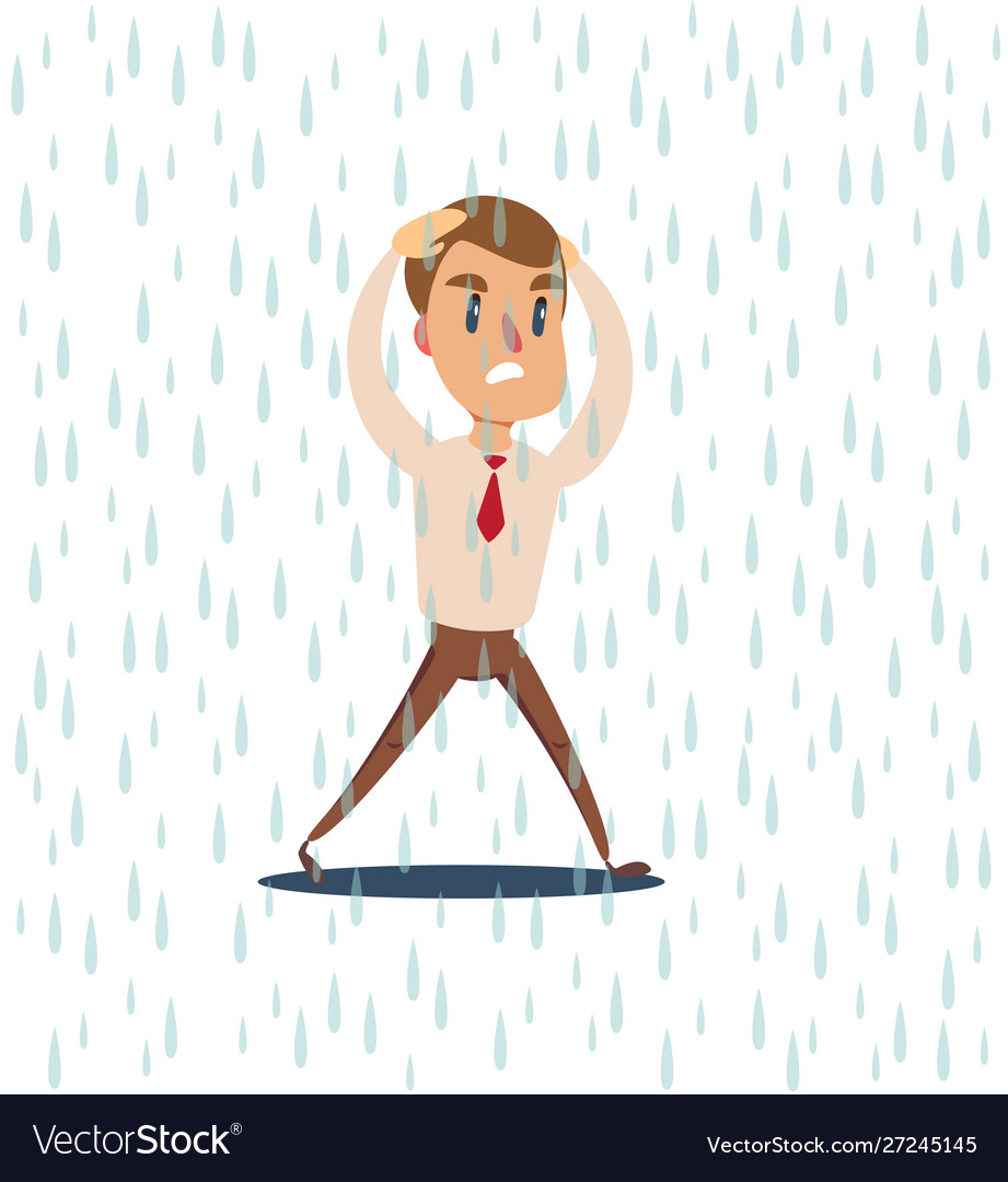 Businessman run from rain